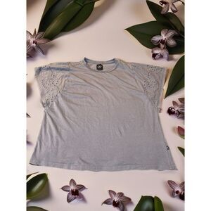 GAP Light Blue‎ Cotton Eyelet Sleeve T-Shirt Casual Summer Top Size L